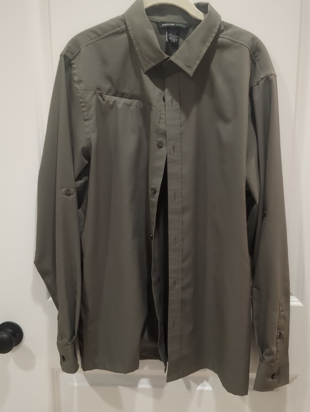 North End Men’s Olive Green Casual Button-Down Shirt